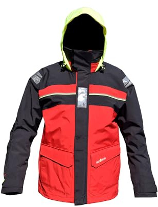 crazy4sailing Herren Segeljacke Bergen Offshore Funktionsjacke Ölzeug, Farbe:Red/Carbon, Größe:XL