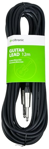 Citronic Classic Guitar Leads 6.3mm Mono Jack Plug - Instrument Cable for Guitar Audio & Unbalanced Signals 12 Metres