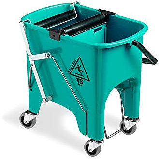 TTS 0V006415 Squizzy Roll Secchio con Strizzatore a Rulli in Gomma, con Ruote, Capacità 15 Litri, Pedale Integrato, Paratia Amovibile
