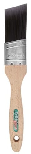 Axus Decor Silk Cutter Brush (Mink Series) Angled For Cutting In Walls, Ceilings & Woodwork Edges, Smooth, Slightly Oval-Shaped Brush, Beech Wood Handles, Anti-Rust Stainless Steel - 1.5/38mm