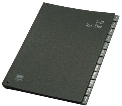 Elba Pultordner A4,1-12, Jan.-Dez., 12 Fächer, aus Hartpappe, schwarz