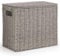 EHC Multi-Purpose Handwoven Slimline Paper Rope Bathroom Storage Unit, Toilet Roll Paper Cabinet, Compact Storage Box, Multi-Purpose Cleaning Caddy With Inbuilt Handles & Lid, Grey, 35 x 18 x 30 cm