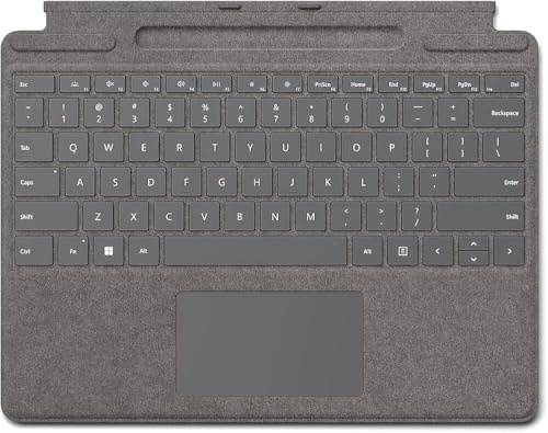 Microsoft Surface Pro Signature Keyboard con portapenne (per Surface Pro 8, 9, X) (QWERTY Italiano) Platino (Rinnovato)