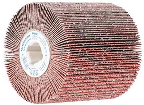 PFERD Fächerschleifwalze | 100 x 100 mm, Keilnut 19mm, Korund A 40 | 44783040 – zum universellen Einsatz auf Walzenantrieben