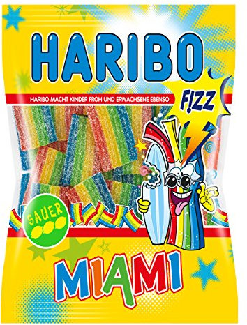 HARIBO Pasta Basta Fruity Mix/Miami, Gummibärchen, Weingummi, Fruchtgummi, Im Beutel, Tüte, 175 g