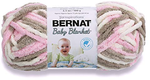 BERNAT Baby Blanket -100G- Little Petunias, 16110303421 | #6 Super Bulky Yarn, 100% Polyester, Soft Baby Blanket Yarn for Crochet, Knitting & Crafts, 72yds, 100g/3.5oz, 1 Pack