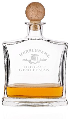Herz & Heim® Karaffe für Whisky - Last Gentleman - mit Gratis Gravur Namen + Jahr