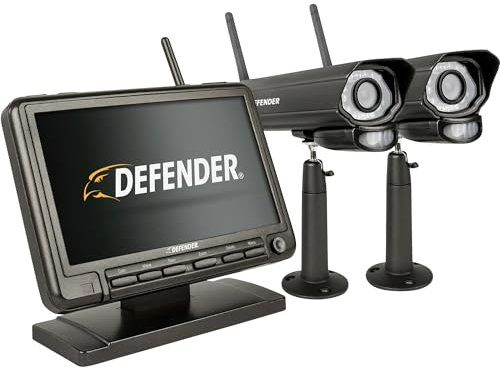 Defender PHOENIXM2 Non-WiFi Plug-in Power Security Cameras- for Home & Business Surveillance Indoor & Outdoor Bullet Cameras with 7 Inch LCD Display Monitor (2 Cameras)