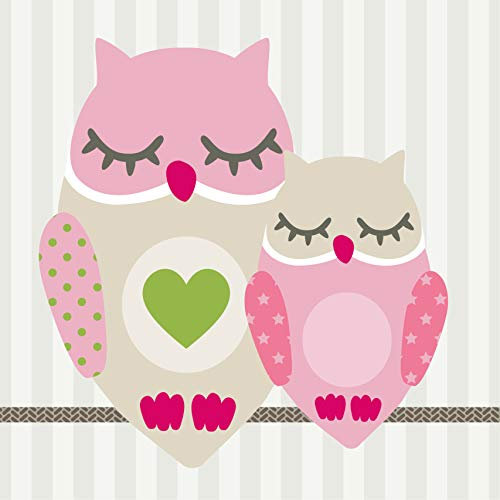 Anna Wand Bordüre selbstklebend Summer Owls Girls - Wandbordüre Kinderzimmer/Babyzimmer mit Eulen in Rosa-Taupe - Wandtattoo Schlafzimmer Mädchen & Junge, Wanddeko Baby/Kinder