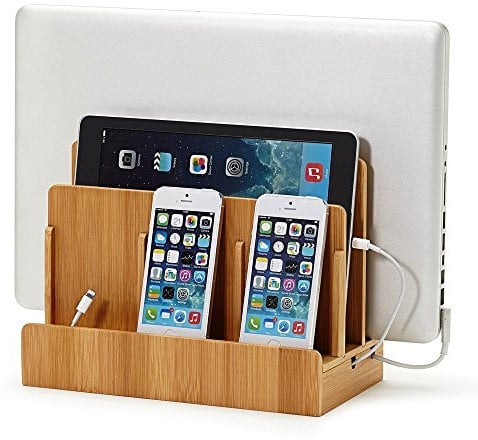 XPhonew Desktop Bambus Holz Ladestand Aufladung Docking Station/Cradle/Halter/Ladegerät Stand/Handy Halterung Compatible iPhone 13 12 11 Pro Max XS XR X iPad Laptop Samsung Smartphones Tablets