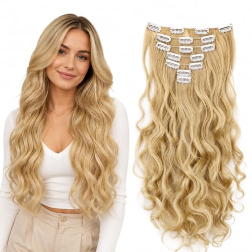 CAISHA XL 7er 45cm CLIP IN EXTENSIONS Haarverlängerung Hellblond Mix CE7-1