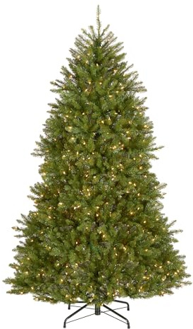 National Tree Company 7 ft Pre-Lit Dunhill Fir Full Artificial Christmas Tree, 700 Warm White LED Lights, 2,144 Tips, Includes Stand, Green