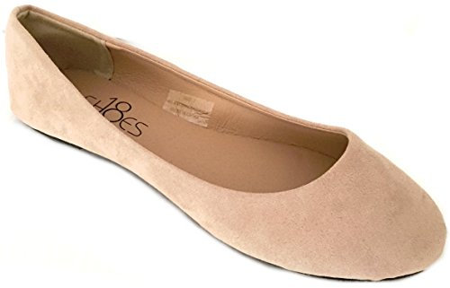 Shoes 18 Womens Classic Round Toe Ballerina Ballet Flat Shoes 8600 Nude Micro UK 5