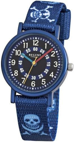 Regent Unisex-Kinder Analog Quarz Uhr mit Textil Armband 12400247