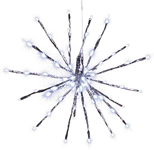 Meteor Stern 80 LED Leuchtfarbe weiß Ø 40 cm für Innen und Außen mit Trafo Timer Weihnachtsstern zum Aufhängen Dekostern Weihnachtsdeko
