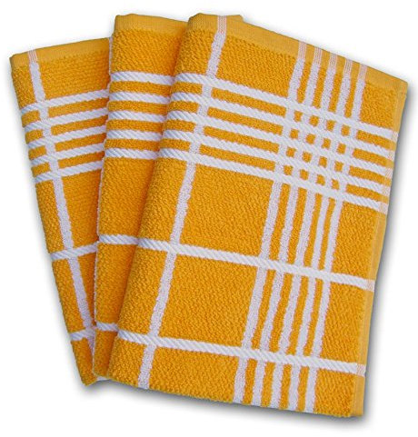 Ross Küchen-Frottiertuch Quadrat großes Karo 3er Pack Gelb