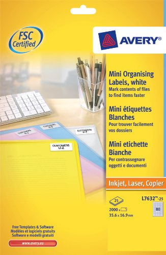 Avery L7632-25 Mini-Etiketten für Laserdrucker