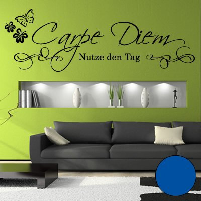 A428 Wandtattoo Carpe Diem 90cm x 30cm enzian (erhältlich in 40 Farben und 4 Größen)