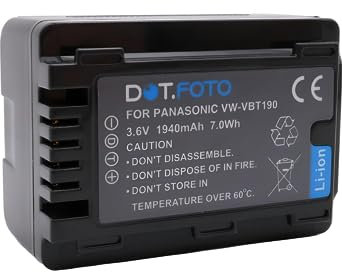 Dot.Foto VW-VBT190 Premium 3.6v / 1940mAh Akku für Panasonic HC-V110, HC-V130, HC-V160, HC-V180, HC-V201, HC-V250,HC-V260,V720 V750 V770 V777 VX870 VX980 VX989
