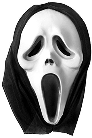 PartyDeco Schreckensmaske mit Kapuze Halloween Verkleidung Karnevalskostüm Silvester Cosplay Maske Gespenst Requisiten Photobooth Gadgets Horror Spukhaus Sensenmann