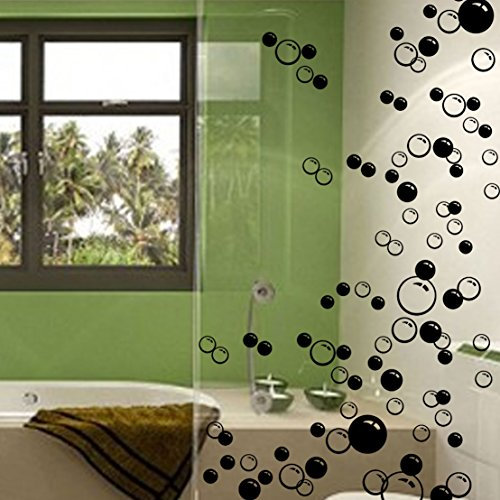 88 Waterproof Floating Bubble Loose Stickers Choose from 20 Colours Bathroom Tile Window Wall Art - Black