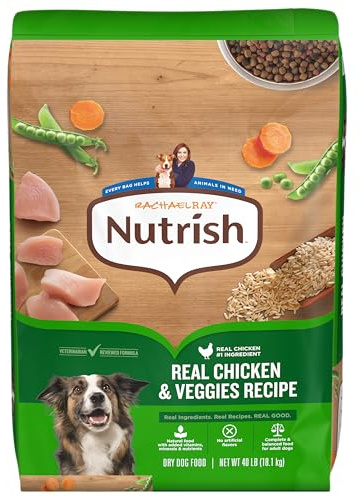 Nutrish Rachael Ray Adult Dry Dog Food Real Chicken & Veggies Recipe, 40 lb. Bag (Packaging May Vary)