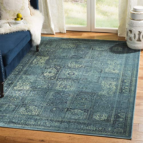 SAFAVIEH Vintage Collection Area Rug - 5'3 x 7'6, Turquoise & Multi, Oriental Distressed Viscose Design, Ideal for High Traffic Areas in Living Room, Bedroom (VTG127-2220)