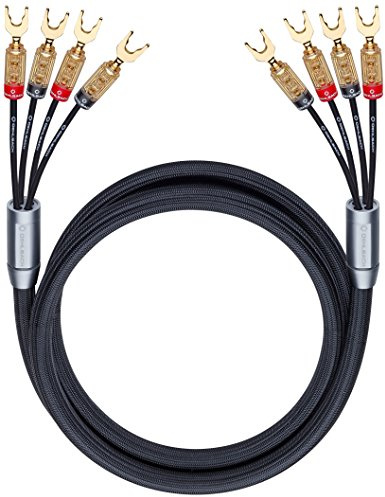 Oehlbach XXL Fusion Four 4 200 - High-End Bi-Amping Lautsprecherkabel Set mit Kabelschuh-Verbinder - Made in Germany - 2 x 2m - schwarz