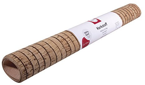 Rayher 63042000 Korkstoff Streifen, natur/schwarz, Rolle 135 x 50 cm, Stärke 0,8 mm, vegane Lederalternative, zum Basteln, Nähen, Kleben, Schneiden, Stanzen, Bemalen, Beschriften