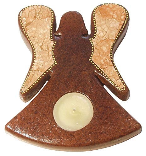 Teelichthalter Engel Terracotta braun 16cm