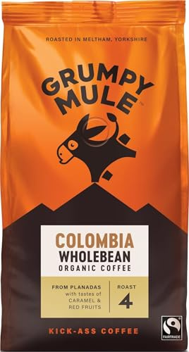 Grumpy Mule Colombia Planadas Organic (Whole Coffee Beans) with notes of Caramel and Red Fruits 200g