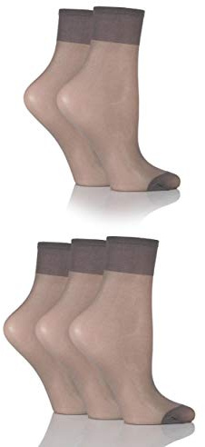 SockShop Ladies 5 Pair 15 Denier Ankle Highs