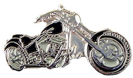 Metal Enamel Pin Badge Custom Bike Chopper Motorcycle (Black) (25mm)
