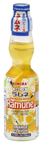 Ramune (Japanese Lemonade) Orange Flavour 200ml by Kimura