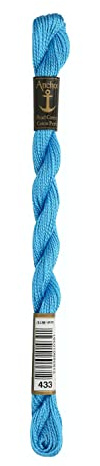 Anchor Perlgarn Stärke 5 4585000-00433 blau-türkis Stickgarn, 100 % Baumwolle, 5g Strängchen