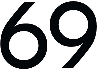 1peak Zahl 69 in schwarz, 30 cm großer Sticker aus Selbstklebender Klebefolie zum aufkleben, wetterfeste Klebezahl