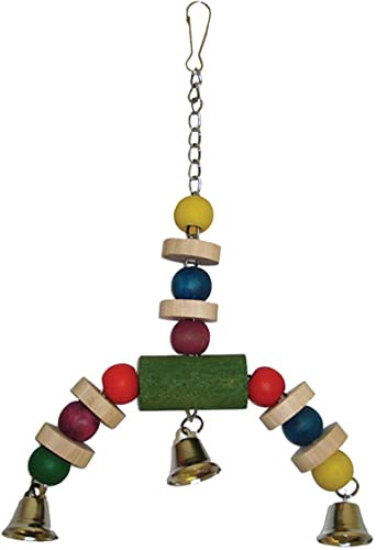 HAPPYPET The Bird House Great Chime Bird Toy 100% Natural Wood Durable | Natural wood bird chew toy – encourages chewing and foraging, helps prevent boredom and unwanted feather plucking