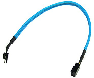 Phobya Verlängerung 3Pin 30cm - UV Blau Kabel Lüfterkabel und Adapter