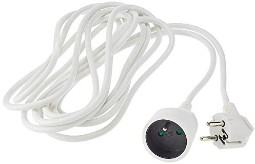 PremiumCord Cavo di Prolunga 230V con Sicurezza Bambini, Cavo di Alimentazione, Prolunga Schuko, Presa a Spina Tipo F, Bianco, 10 m