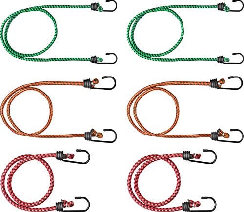Set Cinghie Elastiche Porta Pacchi, Gancio a Uncino, 60-80 - 100 cm, 6 Pezzi
