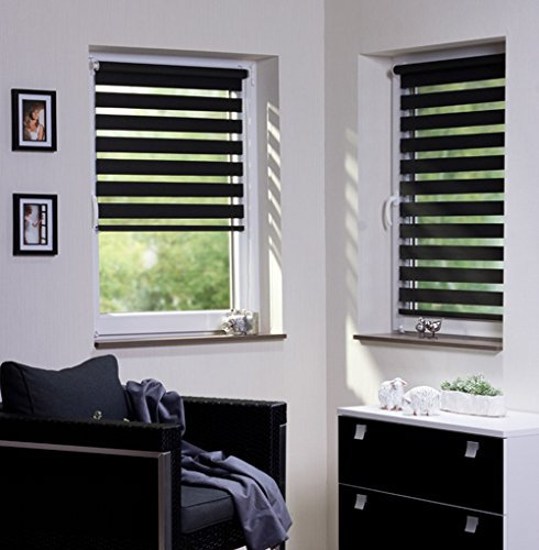 Seitenzugrollo DUO,Klemmfix Duorollo,transparent / blickdicht Rollos für Fenster - von 38x150 bis 110x150 (110x150)