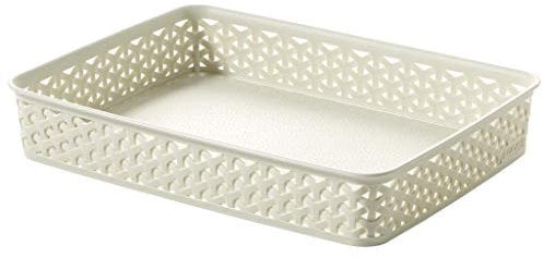 CURVER Large Faux Rattan Storage Tray Organiser (5.5 Litre)