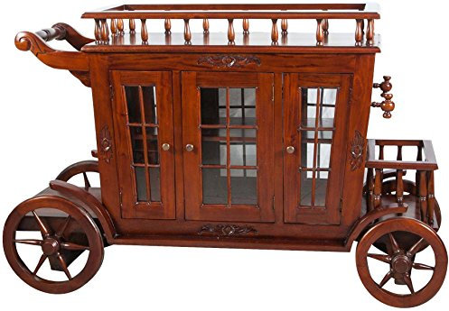 Biscottini Carrello angolo bar per casa 125x45x82 cm - Mobile bar vintage porta liquori da salotto in Mogani - Carrello bar portavivande e liquori - Mobile bar salotto - angolo bar vintage