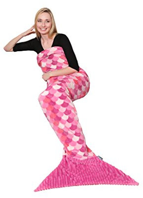 Kanguru Meerjungfrau-Decke Rosa, mit Langer Flosse zum Hineinstecken der Füße, Länge 200 cm, weiche Fleece-Decke, lustige Geschenkidee für Frauen oder Mädchen, ideal für Weihnachten, Geburtstag