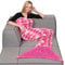 Kanguru Meerjungfrau-Decke Rosa, mit Langer Flosse zum Hineinstecken der Füße, Länge 200 cm, weiche Fleece-Decke, lustige Geschenkidee für Frauen oder Mädchen, ideal für Weihnachten, Geburtstag