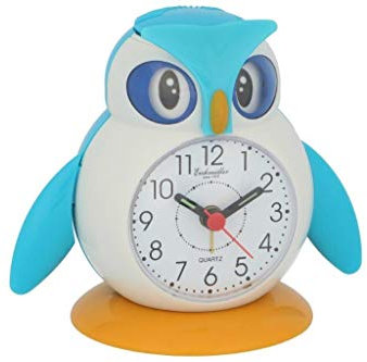 Eichmüller Kinderwecker Eule blau Analogwecker mit Alarm Snooze und Licht 9848-01