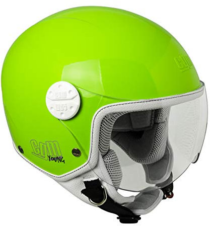 CGM Kinder Havana Kinderhelm, Demi-Jethelm, für Motorrad, Roller, grün, YM (51-52cm)