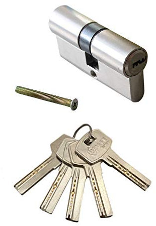 Serrure à cylindre 70 mm - Serrure de porte - Serrure encastrée - Cylindre professionnel - Serrure de maison avec 5 clés