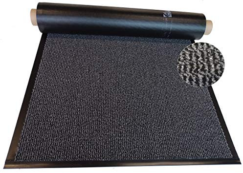 MERTEX Schmutzfangläufer Meterware 90 cm grau-schwarz meliert- Schnittkanten mit Randprofile (90 x 400 cm, grau)