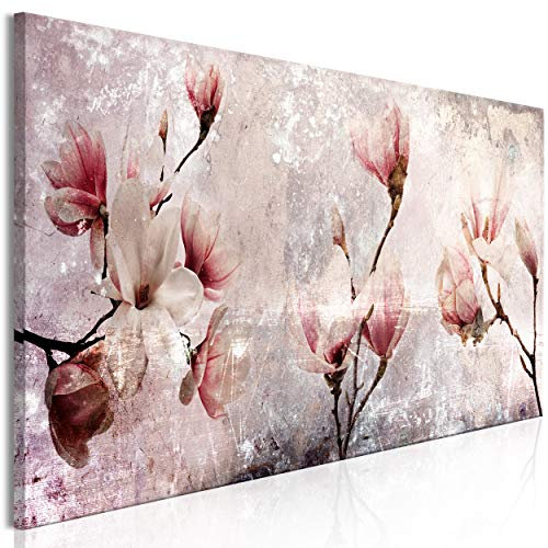 decomonkey Bilder Blumen 120x40 cm 1 Teilig Leinwandbilder Bild auf Leinwand Vlies Wandbild Kunstdruck Wanddeko Wand Wohnzimmer Wanddekoration Deko Magnolie Natur